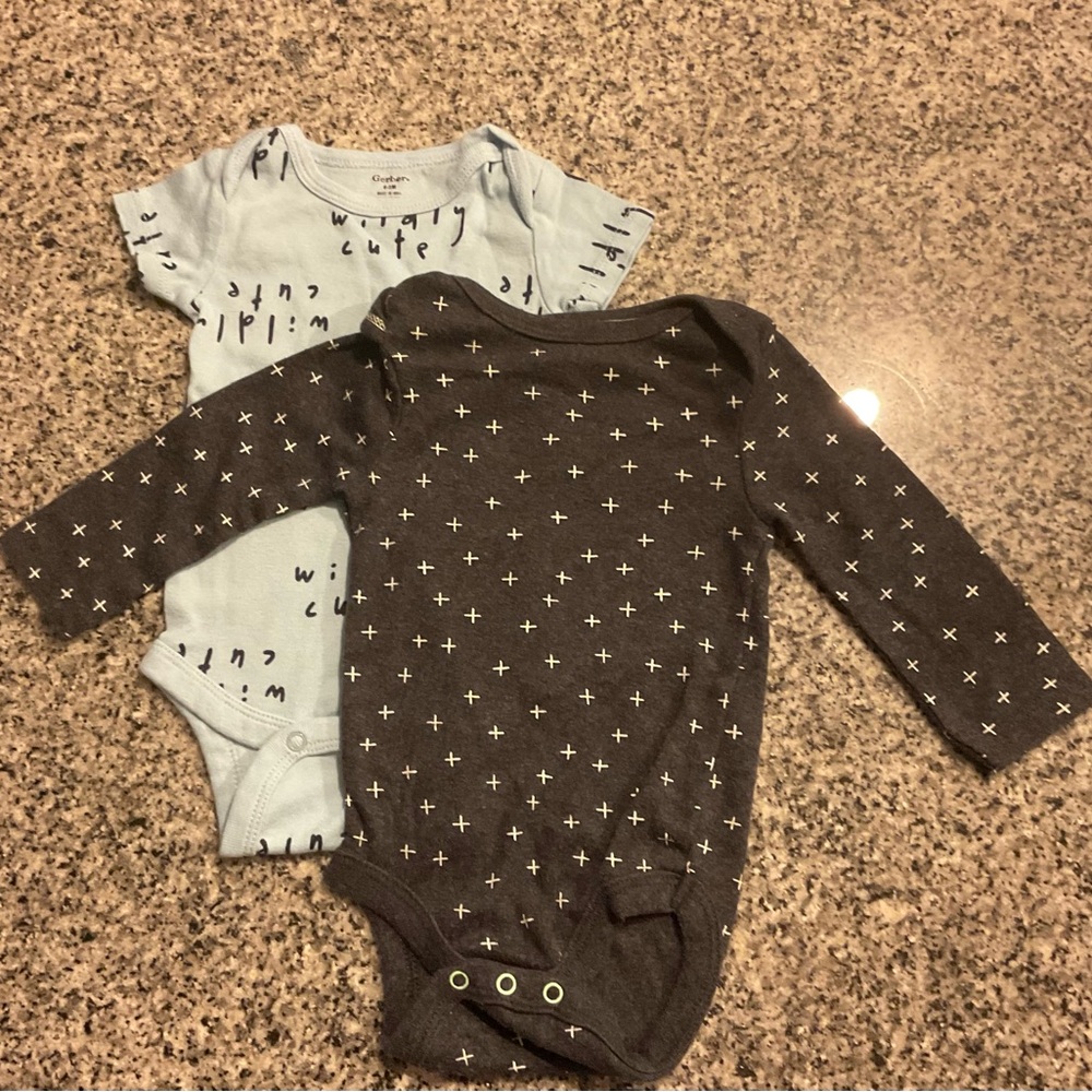 Gerber Light Blue and Dark Gray Kids Bodysuits Set